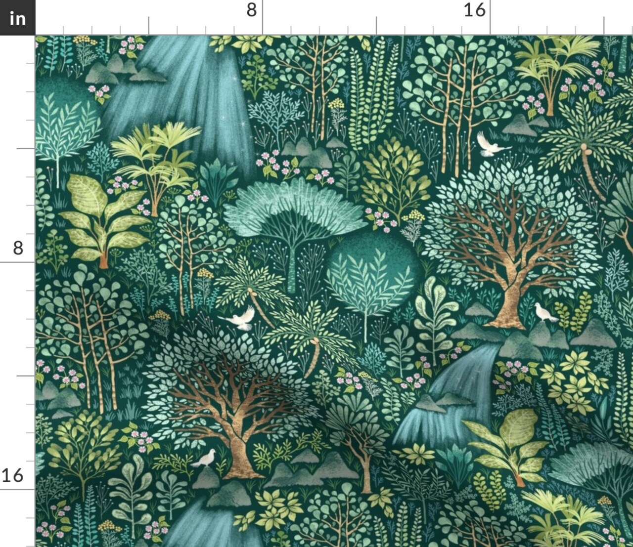 Forest Paradise Woodland Nature Wildlife Lush Botanical Green Flora Gender Neutral Baby Custom Printed Fabric by Spoonflower Various Fabrics by the Yard or Fat Quarter